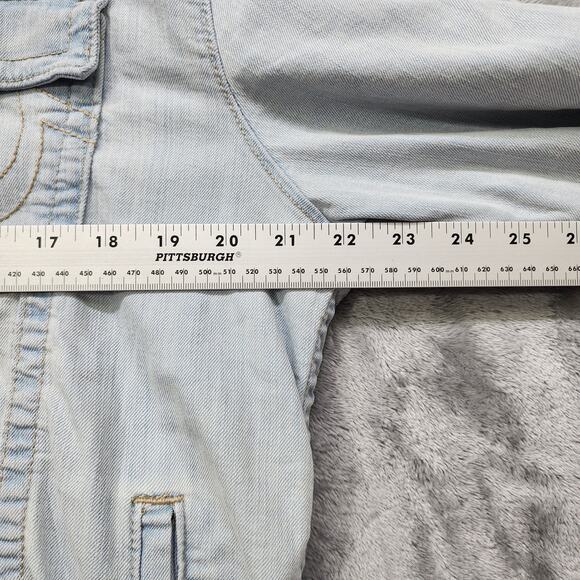 True Religion Jacket Men Denim Jacket M Blue Light Wash Jimmy Trucker Streetwear - Picture 10 of 13